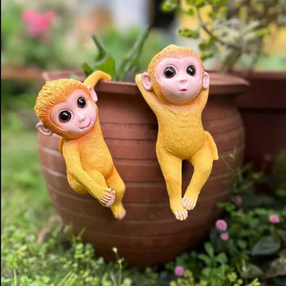 Прикраси для квіткового горщика Мавпочки 16 х 10 см Садові фігурки з полістоуну Одеса