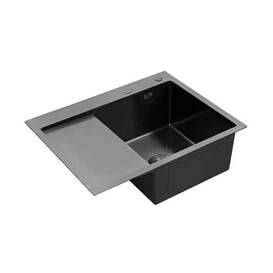 Кухонная мойка с нержавеющей стали интегрированная Kroner KRP Schwarze - 6350RHM PVD (3/1 мм) черная Киев