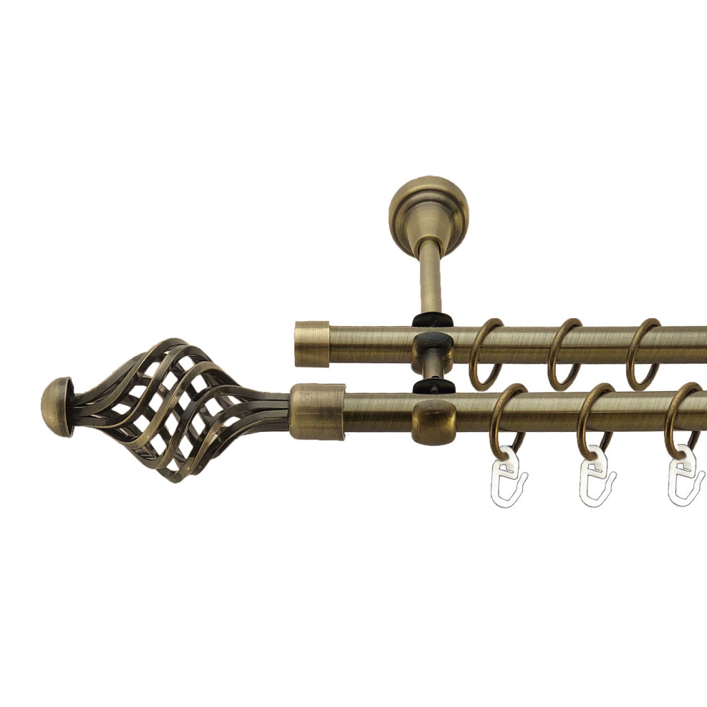 Карниз Orvit Арезо металевий дворядний відкритий Антик 16\16 мм 200 см (7318487) Львів - фото 1