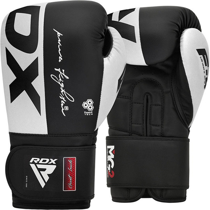 Боксерські рукавиці RDX F4 Boxing Sparring Gloves Hook&Loop WHITE/BLACK 14 унцій (капа в комплекті) Кам'янське - фото 2