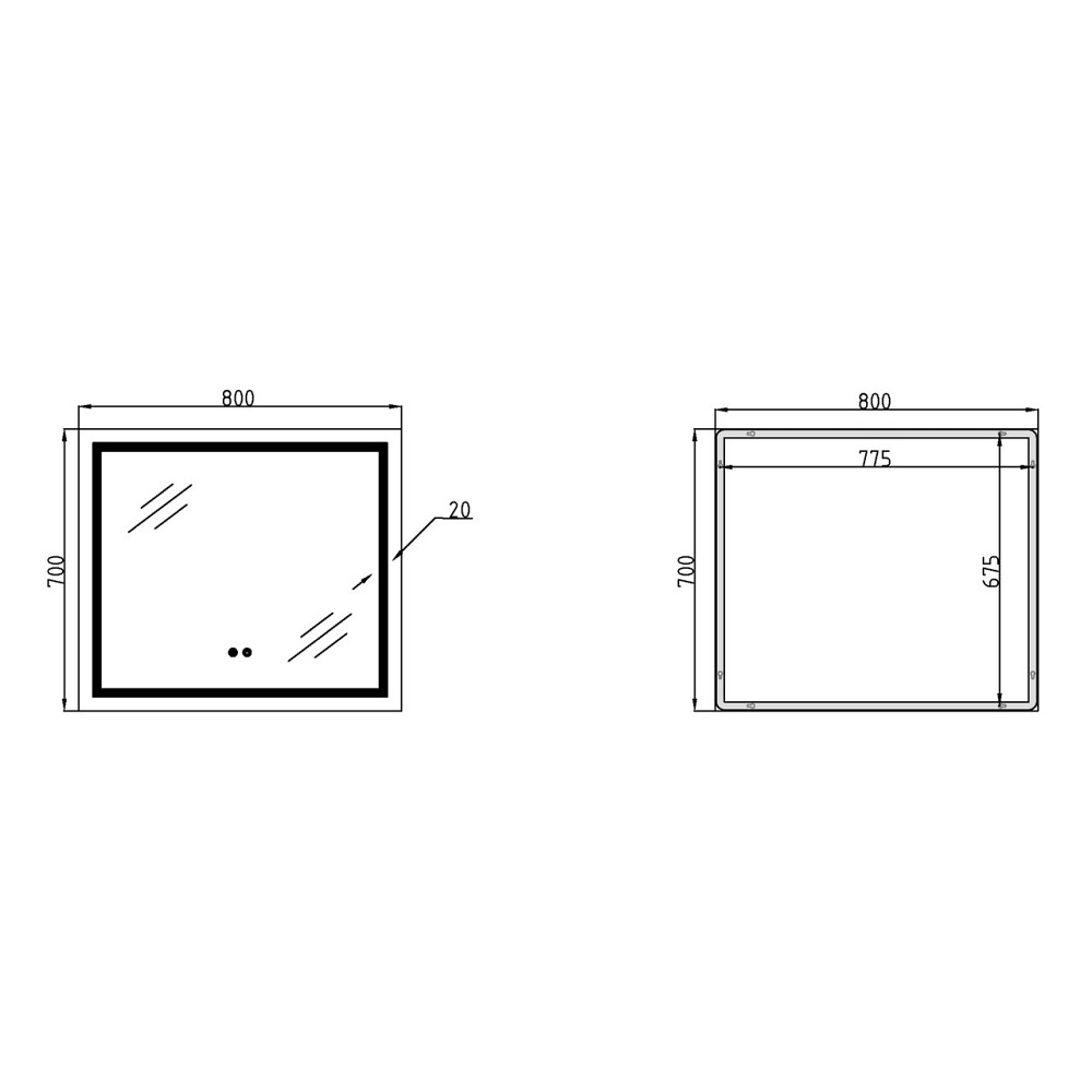 Зеркало Qtap Mideya (MI1) 800х700 с LED-подсветкой Touch, с антизапотеванием, с диммером QT2078NCF8070W Киев - изображение 19