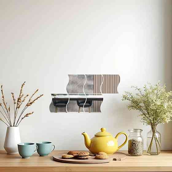 Зеркальный акриловый декор самоклеящийся, серебро, 6 шт Киев