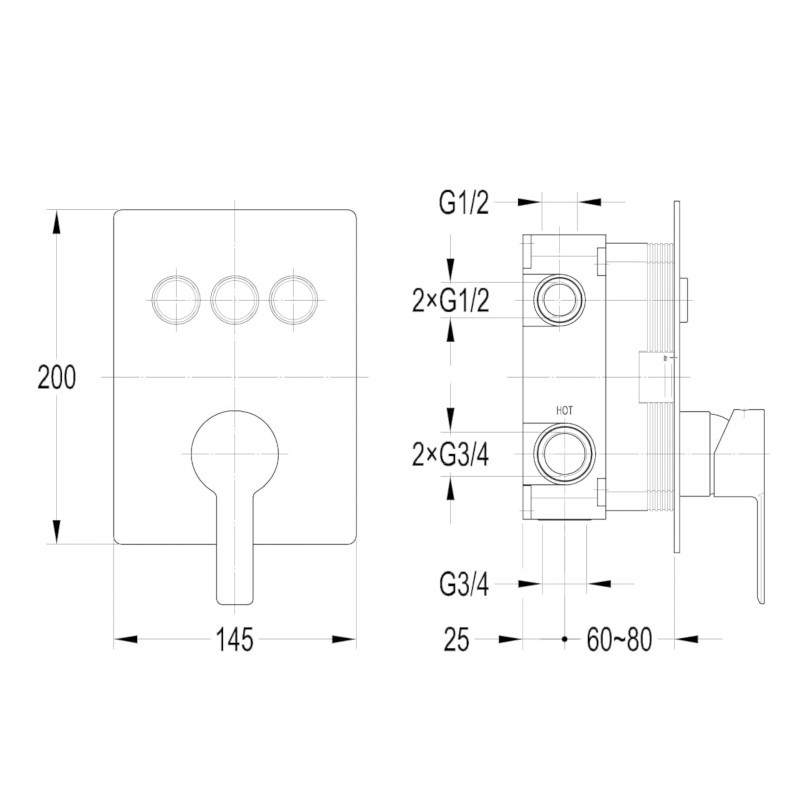Термостат для ванни прихованого монтажу Imprese SMART CLICK на 3 споживача хром Київ - фото 6
