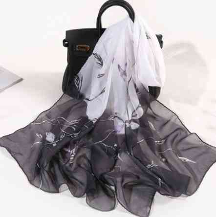 Шарф женский шифоновый 150 на 48 см серо-белый Киев