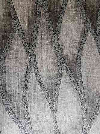 Обои виниловые на флизелине  Grandeco Gravity геометрия полосы волны черные с серебром на серо черном Киев