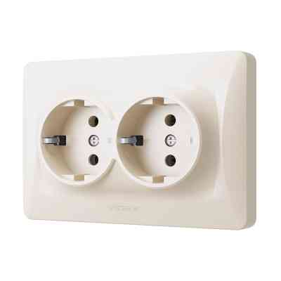 Розетка Videx BINERA 2ая із заземленням кремова (VF-BNSK2G-CR) Вінниця