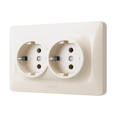 Розетка Videx BINERA 2ая із заземленням кремова (VF-BNSK2G-CR) Вінниця - фото 2