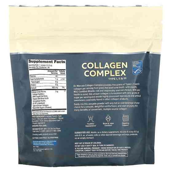 Колагеновий комплекс типів l, ll та lll Dr. Mercola Collagen Complex 5 г 309 грамм ваниль Київ