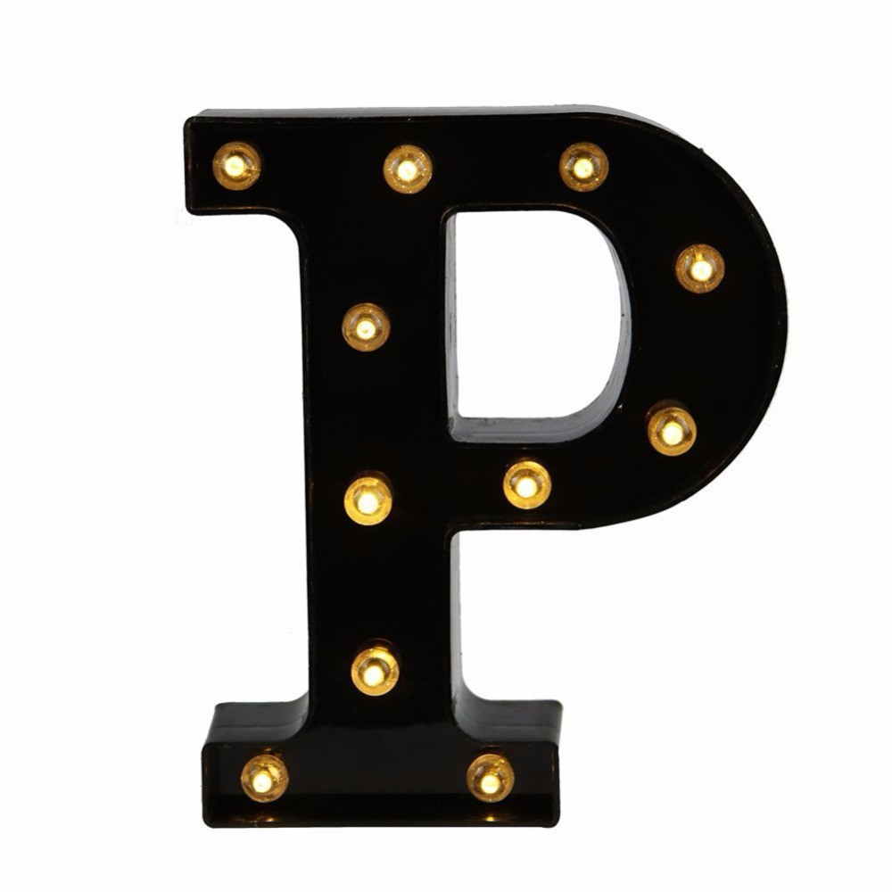 Буква с подсветкой P объемная маленькая 22 на 18 см черный Киев - изображение 1