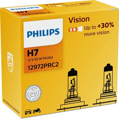 Комплект галогенових ламп PHILIPS H7 12972PRC2 Vision +30% 55W 12V PX26d (2 шт) Харків - фото 1