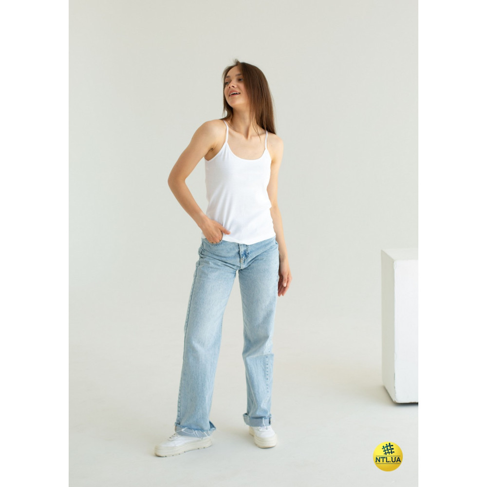 Базова однотонна жіноча майка з бавовни на тонких бретелях Наталюкс 21-2101 XL Киев - изображение 2