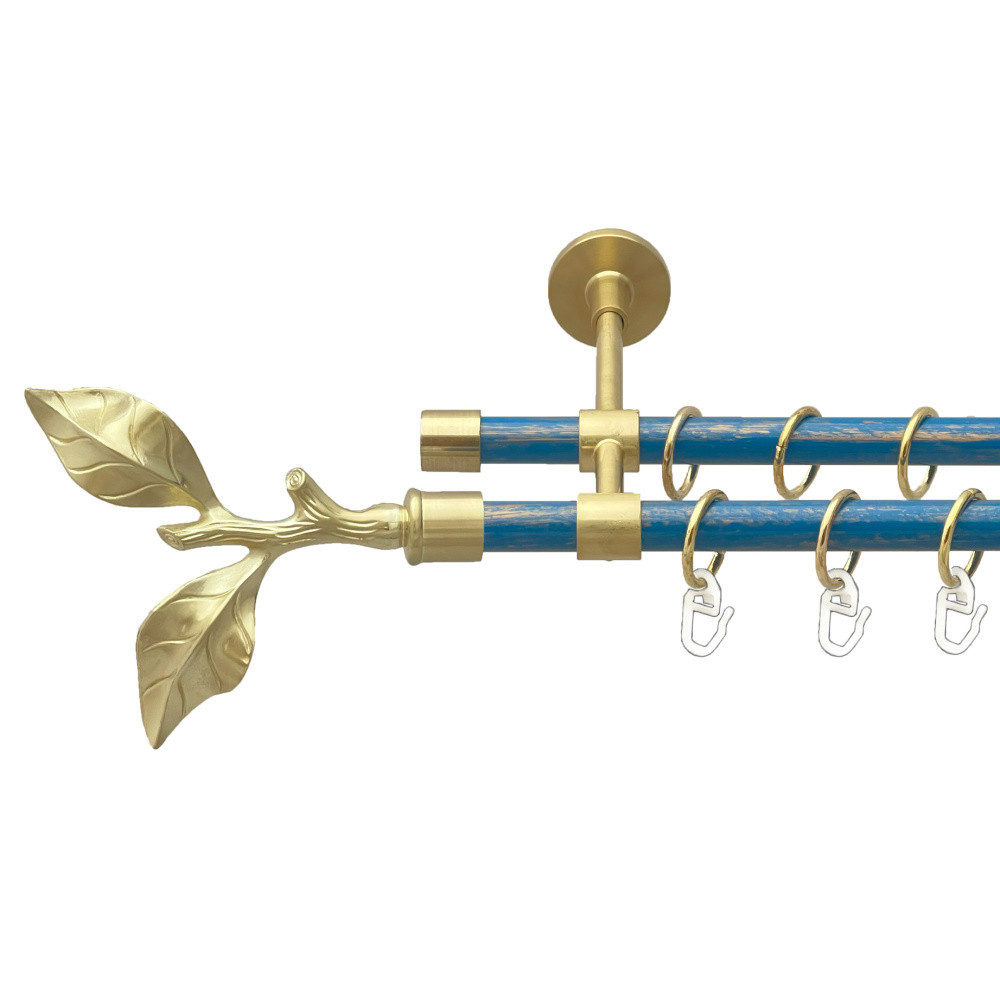 Карниз Orvit Листок Троянди металевий дворядний закритий гладка труба кільце металеве Золото Матове - Блакить 16\16 мм 240 см Львів - фото 1