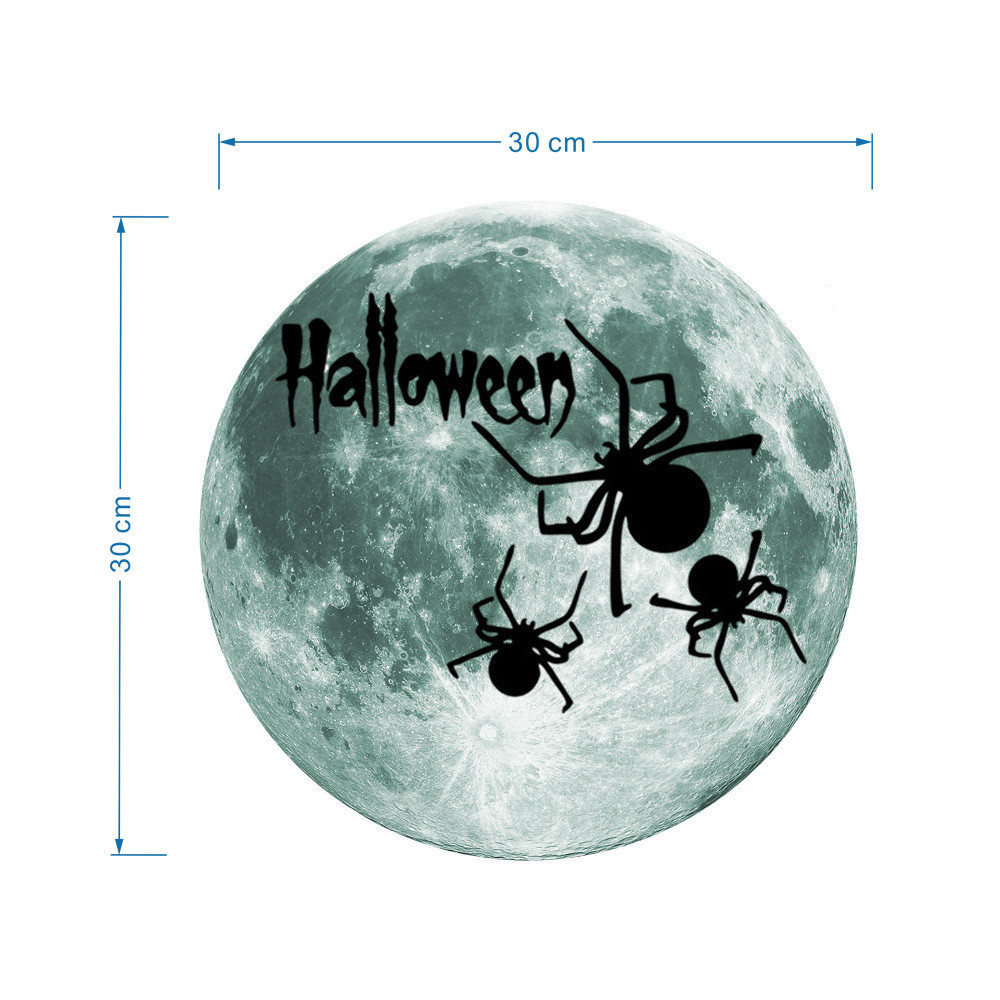 Наклейка на Хэллоуин фосфорная Луна с пауками 30 см салатовый Киев - изображение 2