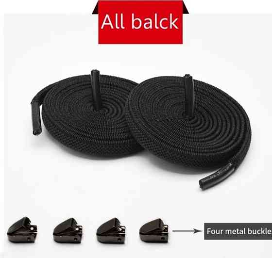 Еластичні шнурки без зав'язок з темними фіксаторами Чорний Смела