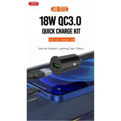 Зарядний пристрій XO USB QC3.0 18W + cable USB to Lightning black (TZ12-L-BK) Вінниця