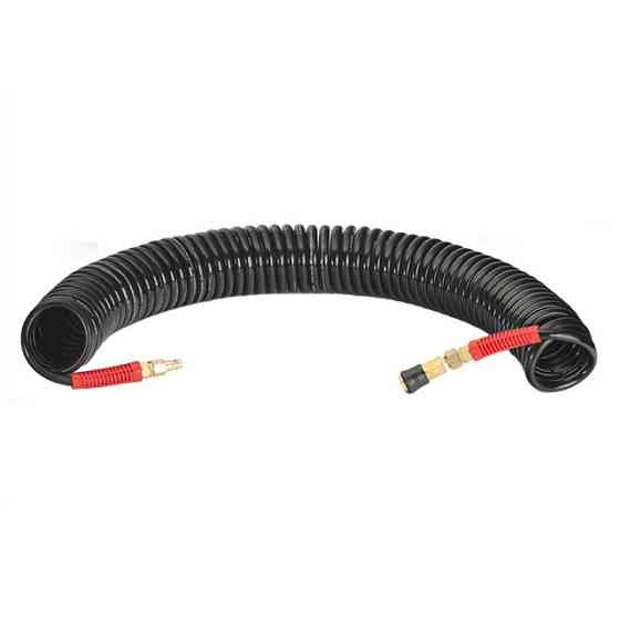 Шланг BLACK M-Flex 8×12 мм, 15 м, спіральний поліуретановий, з поворотним шарніром, латунними швидкороз'ємними з'єднаннями, STORM Київ