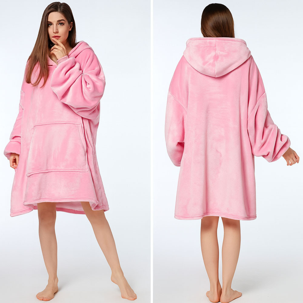 Плед толстовка с капюшоном (100х80см) HUGGLE HOODIE, Розовый / Плед-худи / Оверсайз толстовка плед с капюшоном Киев - изображение 2