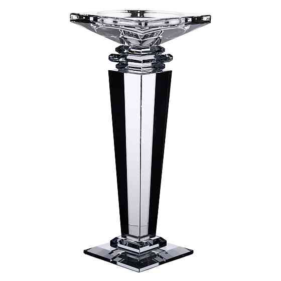 Підсвічник скляний на високій ніжці 9.5×9.5×24 см декоративний прозорий HP-4-54L Коломия