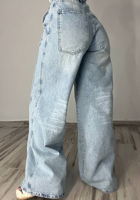 Джинси жіночі Its Basic 3805 MEGA BAGGY jeans трендові шви широкі кльош косі кишені довгі блакитні, блакитний, 36, 36, 72 см, 105 см Київ - фото 6