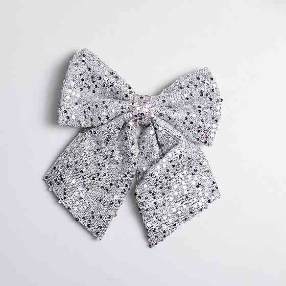 Yiwu Бант новорічний для декору з паєтками на ялинку 25×35 (см) Сріблястий CR-2-28 Коломыя