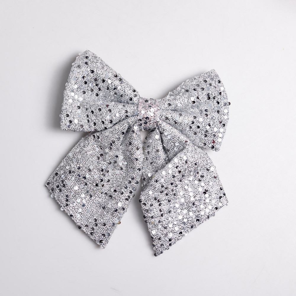 Yiwu Бант новорічний для декору з паєтками на ялинку 25×35 (см) Сріблястий CR-2-28 Коломыя - изображение 1