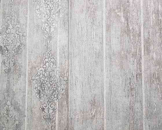 Обои винил на флизелине горячего тиснения DU&KA  Voyage1.06х10 лофт под доску структурные серые с бирюзовым Киев