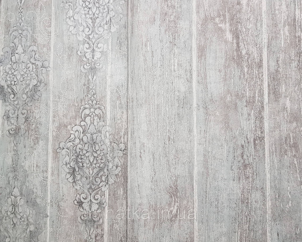Обои винил на флизелине горячего тиснения DU&KA  Voyage1.06х10 лофт под доску структурные серые с бирюзовым Киев - изображение 2