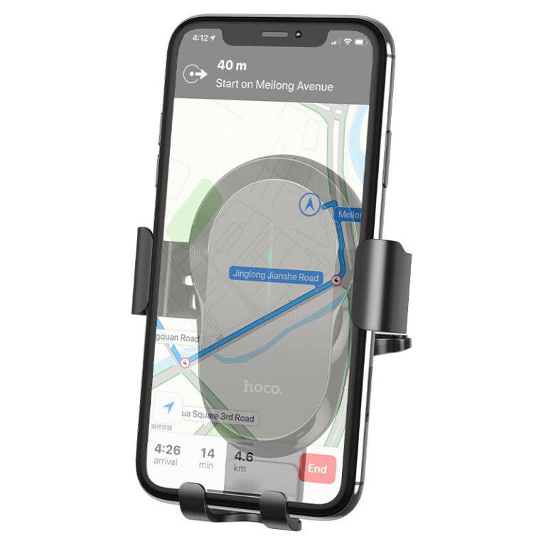 Автотримач для телефона з БЗП HOCO CA105 Guide three-axis linkage wireless charging car holder Black Київ - фото 12
