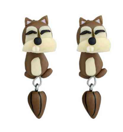 Детские сережки в виде животных - размер 4,5см, полимерная глина Киев