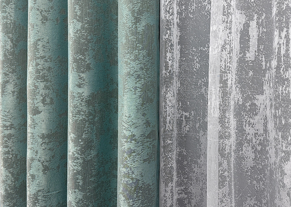 Комплект штор VR-Textil Жакард Мармур 100х270 2шт і Тюль 400х270 1148ш-1400т Бірюзово-сірий з білим 71-118/2 Київ - фото 6