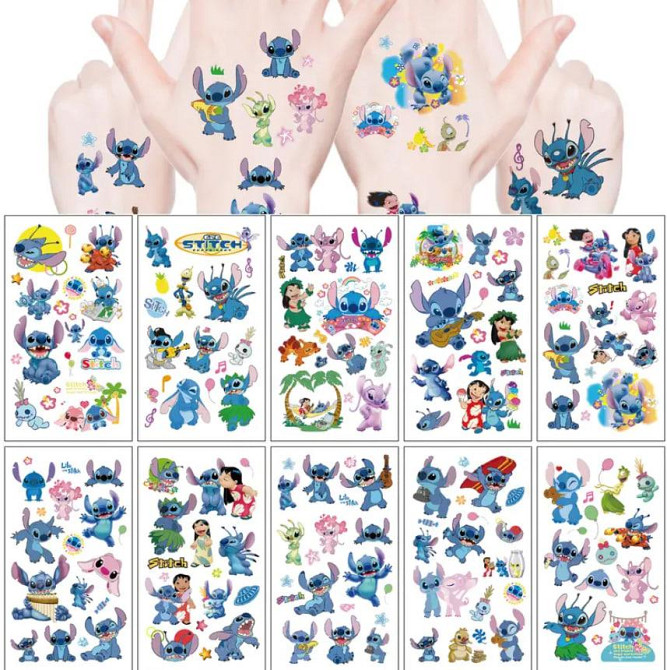 Тимчасові тату Стіч і Ліло — 10 листів | Дитячі стікери-татуювання Київ - фото 4