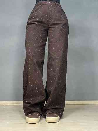 Джинси жіночі Dk-49 1720 Palazzo Baggy з камінцями широкі коричневі, коричневий, 34, 34, 70 см, 100 см Київ