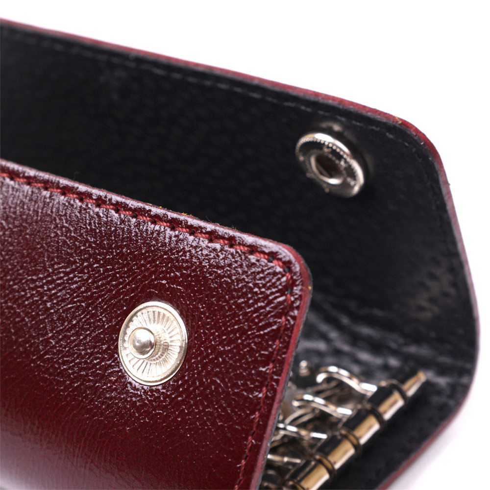 Добротна шкіряна ключниця Shvigel 16532 Бордовий Київ - фото 5