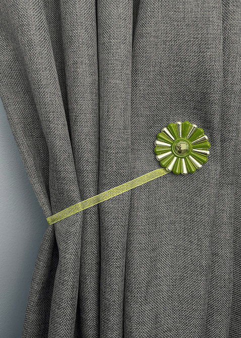 Магниты для штор и гардин Хризантема набор 2 шт Оливковый с золотистым (81-301) Киев - изображение 5