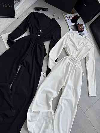 Женский базовый костюм двойка: боди и брюки из ангоры рубчик Молочный, 48/50 Одесса