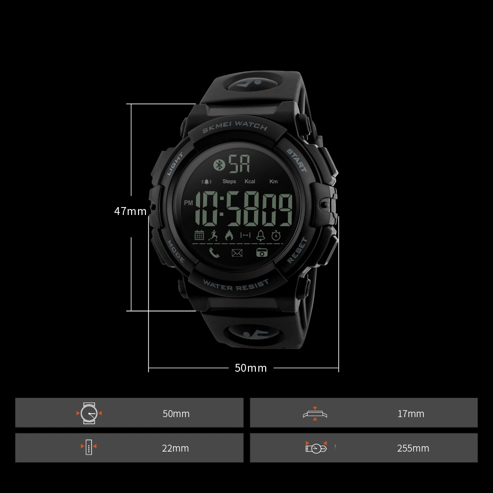 Чоловічий спортивний годинник Skmei 1303 з крокоміром Чорний Вінниця - фото 6