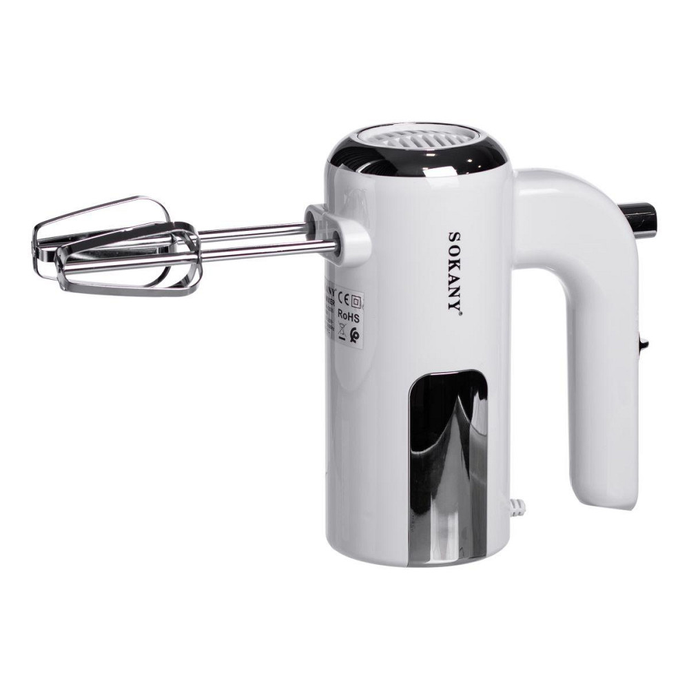 Миксер ручной 2 насадки венчики и крюки для теста белый Sokany SK-02025 Киев - изображение 5