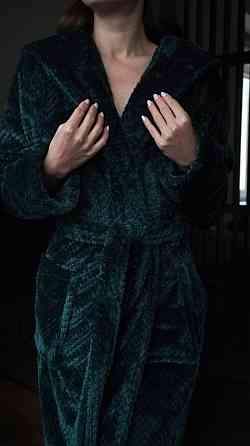 Женский махровый халат с капюшоном Изумрудный, M/L Харьков