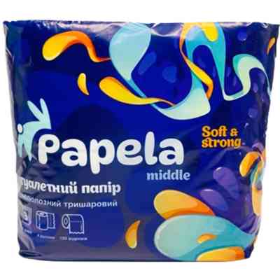 Туалетний папір Papela Middle 3 шари 150 відривів 4 рулони (4820270940037) Вінниця