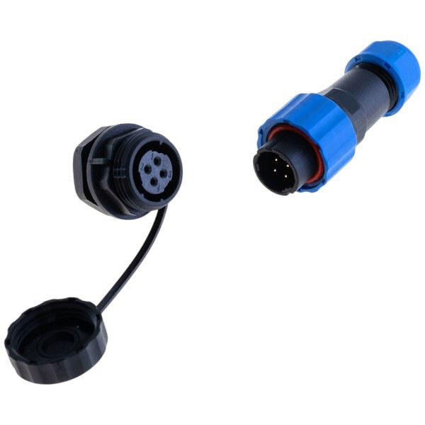 Комплект роз'ємів герметичних 13мм 4pin (штекер кабельний + гніздо монтажне) Полтава - фото 1