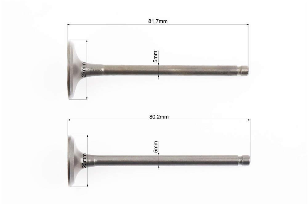 Клапан впускний, випускний к-кт Honda SH150cc - (d = 27mm; h = 81,7mm / d = 23mm; h = 80,2mm) Бершадь - фото 2