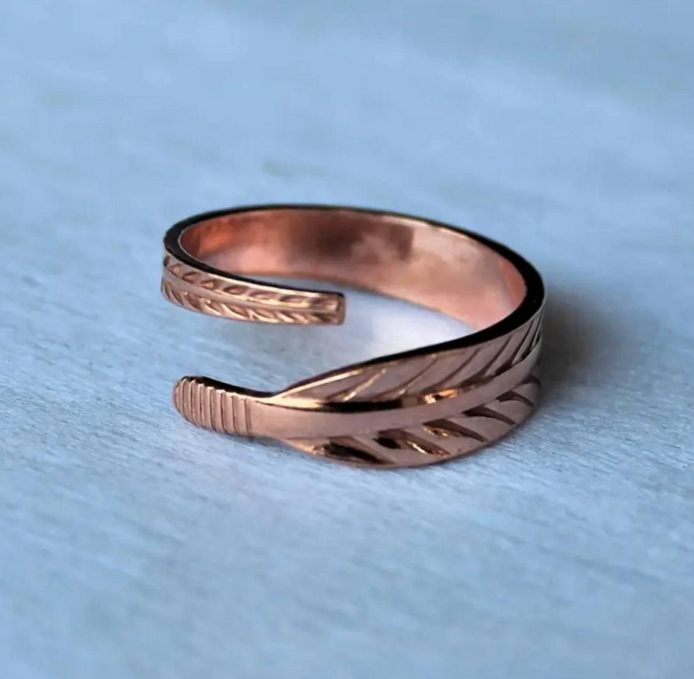 Медное регулируемое кольцо с узором листьев Киев - изображение 1