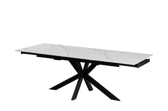 Стіл Квант 160 (+60)*90, чорний/кераміка білий Киев