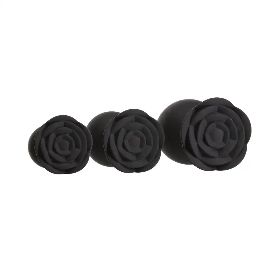 Набор силиконовых анальных пробок BMS Roses Til’ Dawn Silicone Anal Plug Kit Starter Kit Black Львов - изображение 2