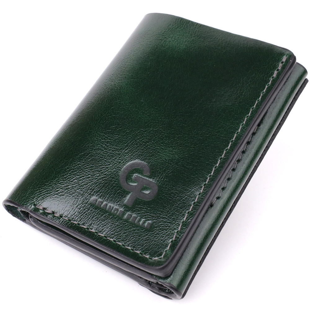 Отменный кошелек в три сложения из натуральной гладкой кожи Зеленый (GRANDE PELLE) Киев - изображение 11