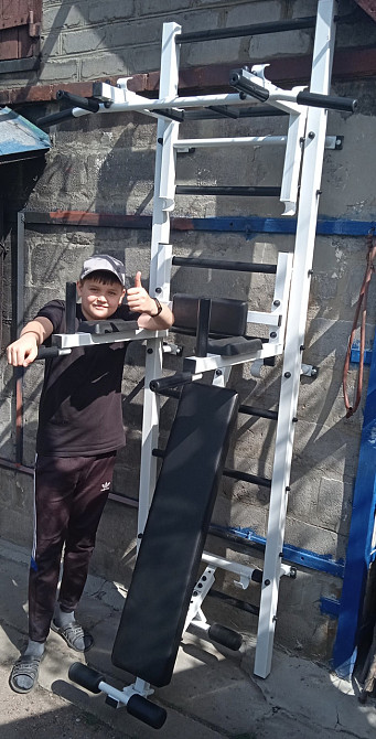 Шведська стінка посилена Atlant-White металева у квартиру для дорослих та дітей для всієї родини спортивна Кам'янське - фото 1