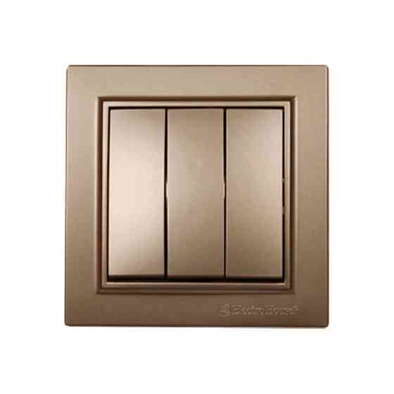 Вимикач потрійний, Enzo  розкішне золото Дніпро