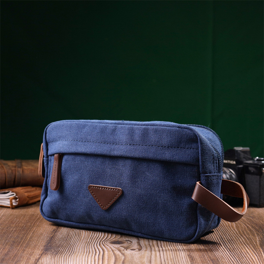 Удобная барсетка для мужчин на два отделения из качественного текстиля Vintage 22234 Синий Киев - изображение 8