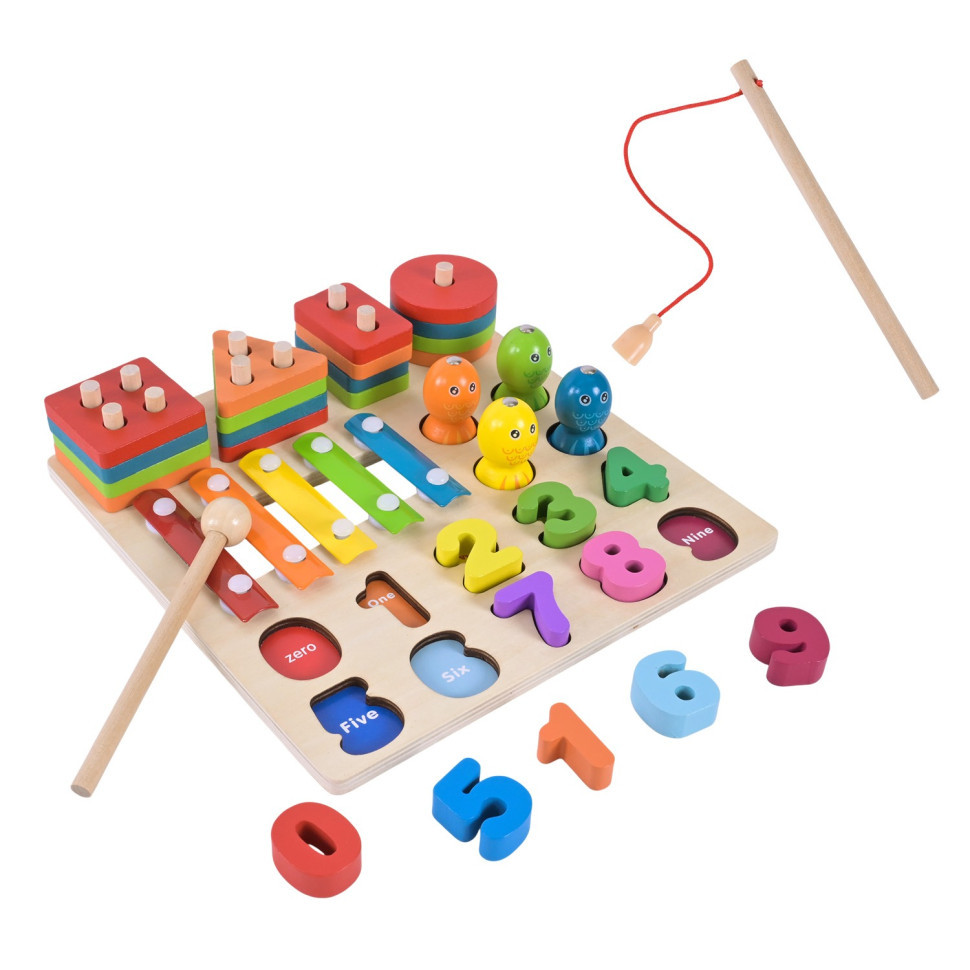 Дитяча дерев’яна іграшка "4 в 1" C9404 рибалка, ксилофон Вінниця - фото 3