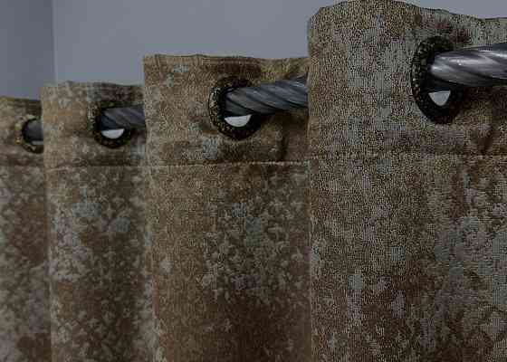 Комплект штор на люверсах VR-Textil Мрамор Al-9 № 1639ш Коричневый с серым 150х270 см 2 шт (37-0175) Киев